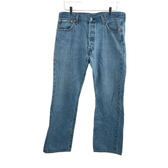 Levis 501 Jeans Men 36 / 30 Original Fit Straight Button Fly Cotton Denim Blue - Picture 1 of 13